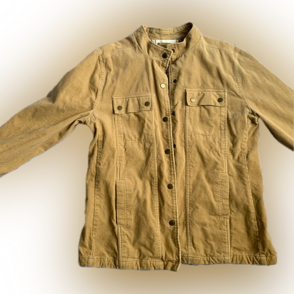 Corduroy tan lined ladies barn jacket, women's, snap closure, beige Lg